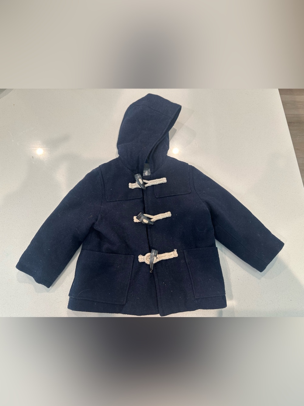 GAP Navy Kids Hooded Pea Coat with Toggle Closures